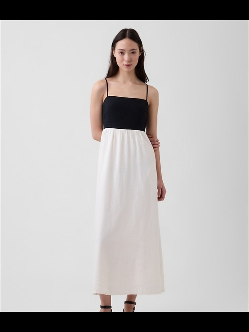 GAP Black and White Spaghetti-Strap Maxi Dress
